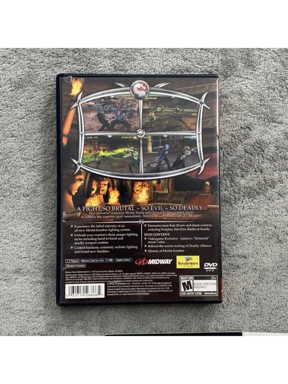 Mortal Kombat Deadly Alliance Sony Playstation 2 Tested CIB PS2 Reg Card